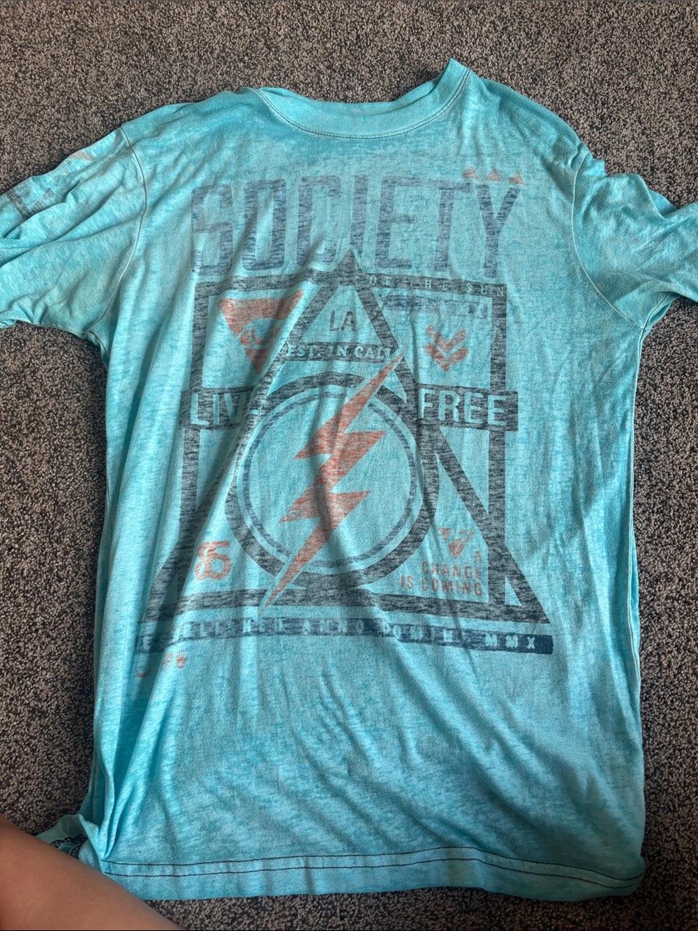 Society Graphic Tee in Aqua Blue